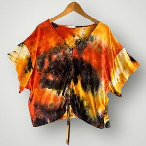 🎉5 for $40🎉 Say Anything Tie Dye Top Blouse Shirt Batik Women Size 1X
